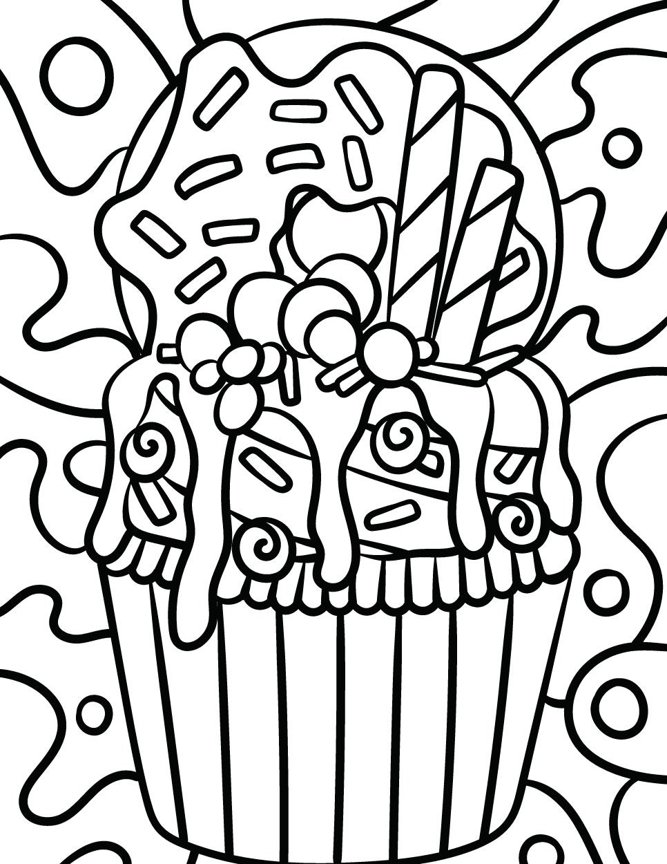 Delicious Desserts coloring book: Cupcake, Candy and cute stuff