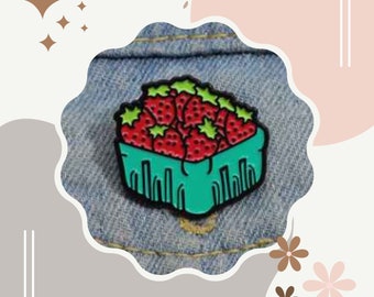Strawberry Enamel Pin - Fruit Lapel Pin - Cute Backpack Pin - Strawberry Pin for Jackets, Backpacks, Hats, & Scarves