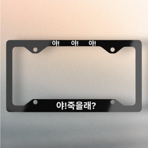 Hey! Do you wanna die? Funny Korean Kdrama bold statement plate asian license plate korean phrase JDM