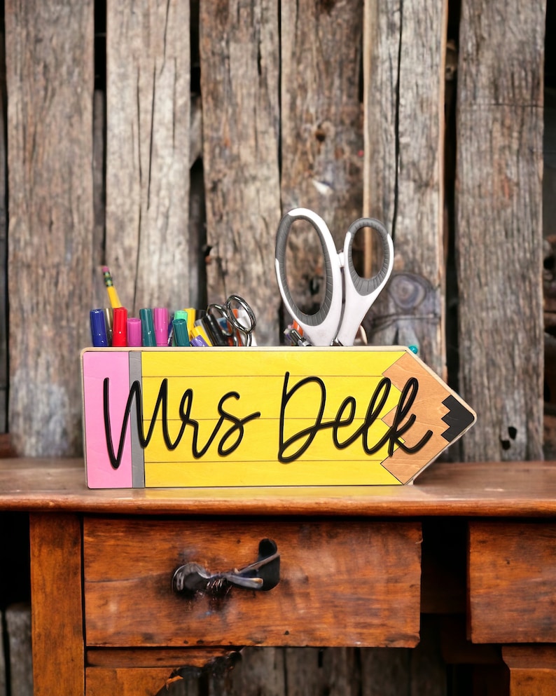 Teachers Gift Pencil Holder Desk Organizer image 1