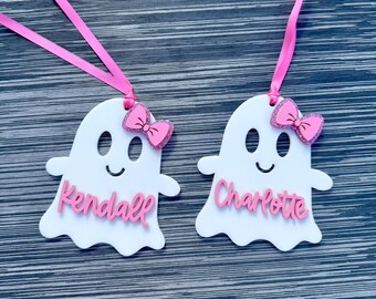 Boo Korb-Namensschild-personalisierter Halloween-Leckerei-Taschen-Anhänger