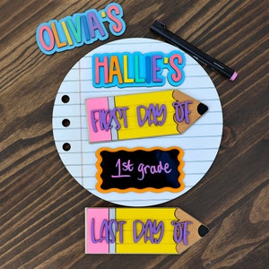 Back to School Personalized Interchangeable Magnetic Sign First and Last Day of School Photo Prop Round School Sign