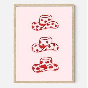 Rode Cowgirl hoeden ontwerp | JPG-afdruk | Direct downloaden |