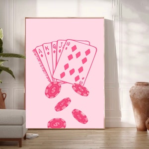 Pink cards & chips | JPG Print | Instant Download |