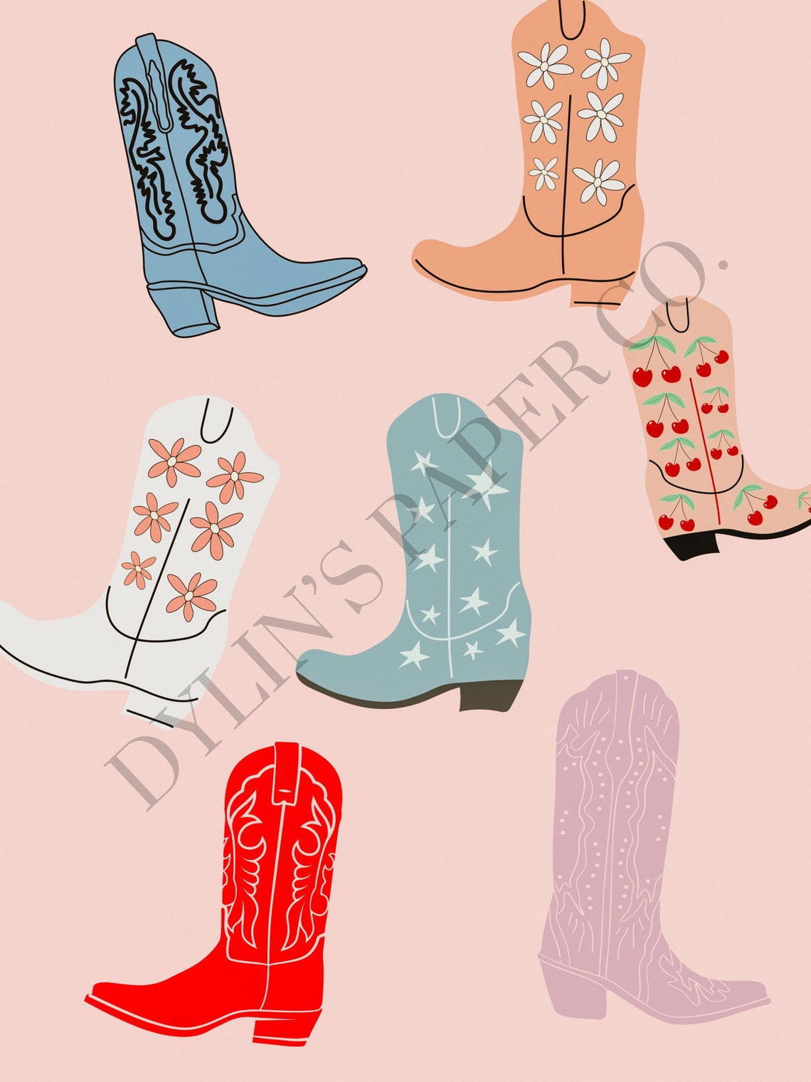 Cowgirl Boots Design JPG Print Instant Download - Etsy