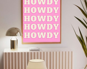 Pink Western Print / Howdy / Cowgirl Theme / JPG Print / Instant Download /