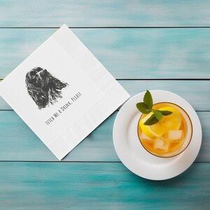 Custom Pet Cocktail Napkins, Personalized Pet Wedding Cocktail Napkins, Custom Illustrated Dog Napkins, Custom Pet Portrait Party Napkins