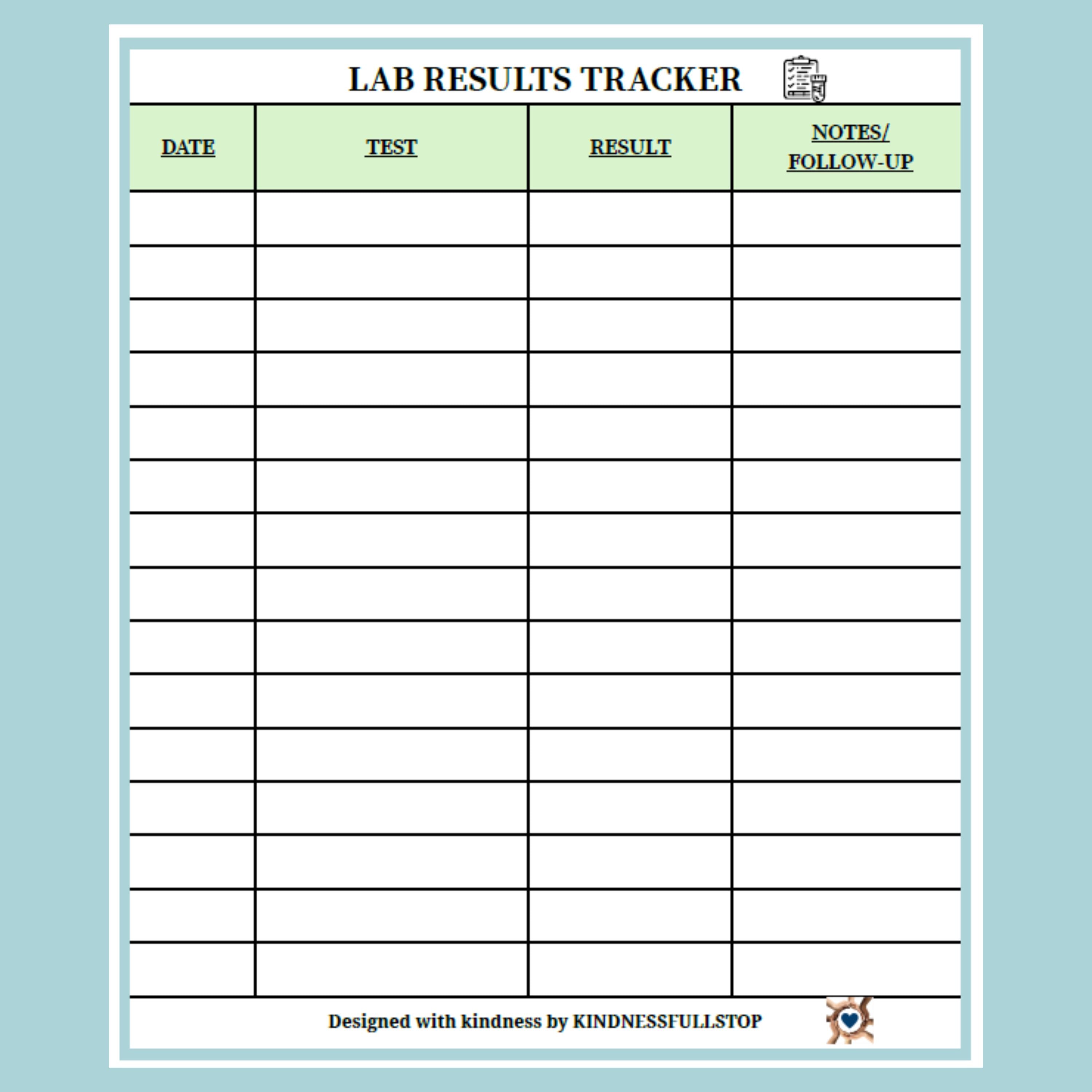 Lab Results Tracker Printable | Medical Test Log Organizer (PDF) - Etsy ...
