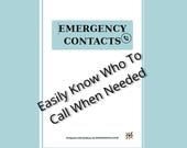 Emergency Contacts Printable | Caregiver Info Sheet, Medical List (PDF Download)