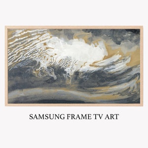 Abstract Sky High Definition Samsung Frame TV Art | Digital download, clouds, yellow, blue, hills, paint strokes, storm, instant download
