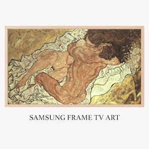 Egon Schiele Romantic Samsung Frame TV Art | lovers, valentine&#39;s day, embrace, hug, painting, vintage, couple, instant download, digital