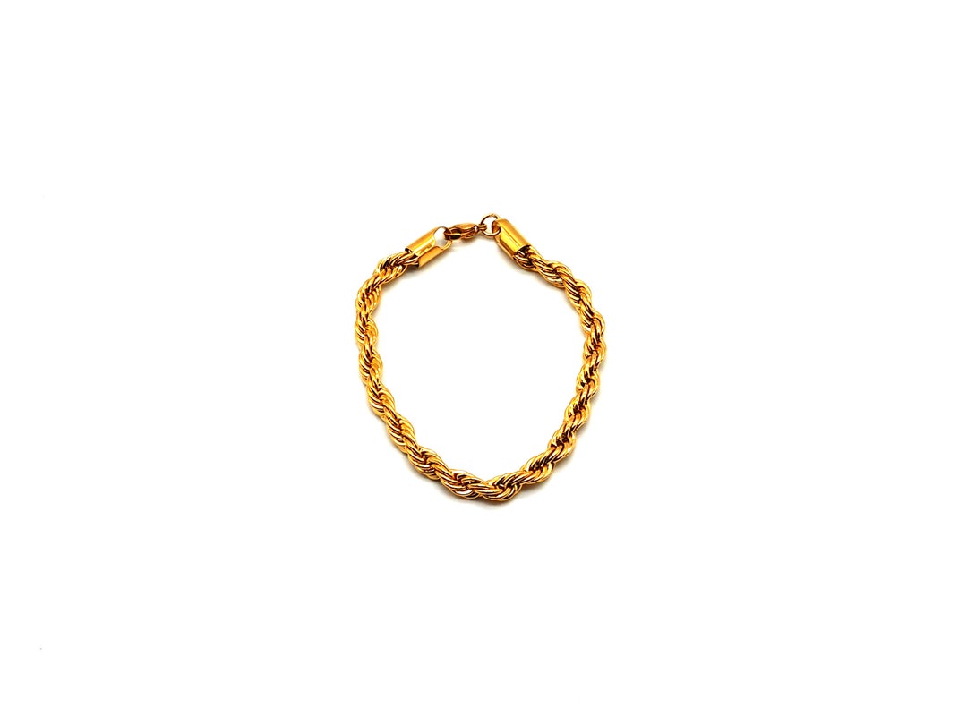 Men's Gold Rope Chain Bracelet Men's Jewelry Gift Etsy
