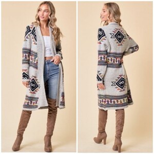 Multicolor tribal top long sleeve sweater