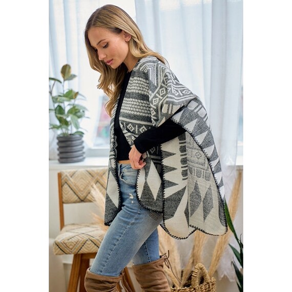 Open poncho sweater cheap