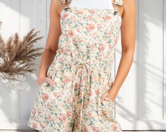 Floral Wide Leg Shorts Casual Women's Boho Spring Summer Shortalls Overalls Romper