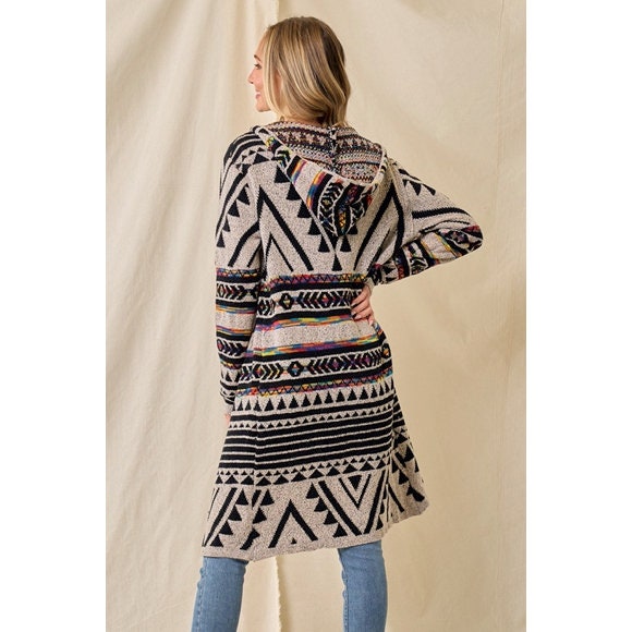 thumbnail image 2 of Women's Oversized Checkered Cardigan – Color Block Plaid Open Front Knit Jacket – Long Sleeve Casual Coat 2 of 14