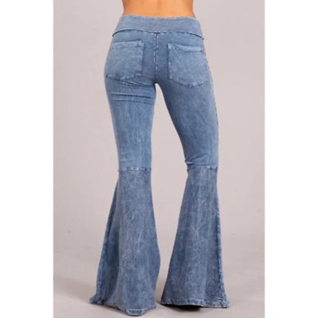 Light Denim Solid Mineral Wash French Terry Stretch Pull on