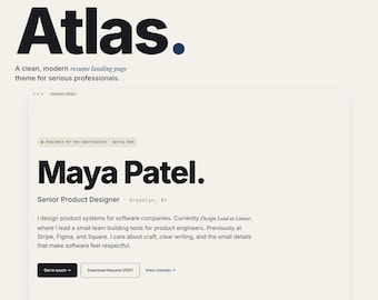 Resume WordPress Theme | Modern Personal Landing Page for Designers, Engineers, Consultants, Job Seekers
