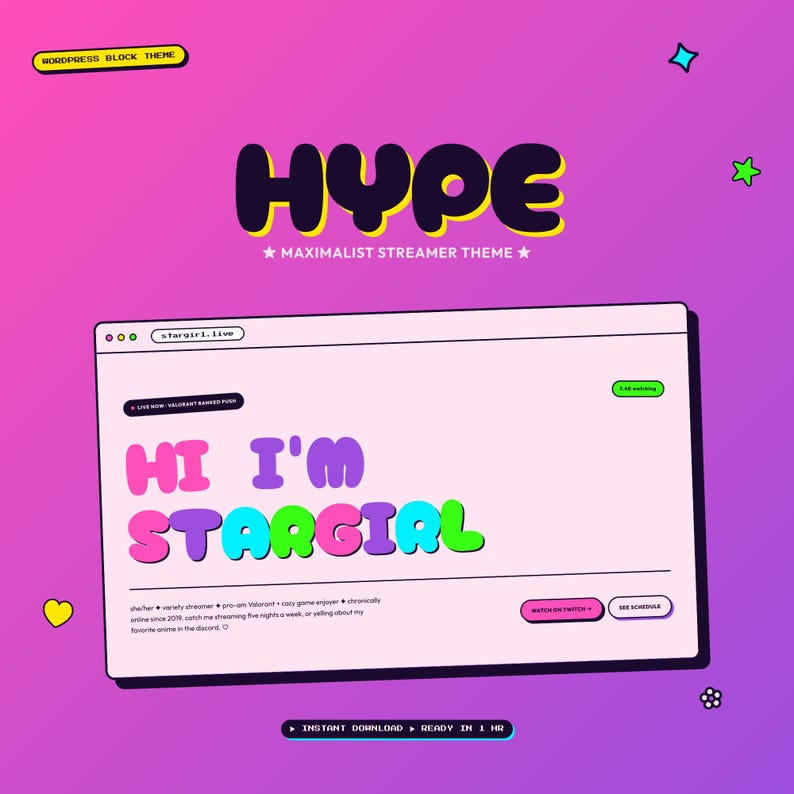 Y2K Maximalist WordPress-tema | Färgglad blockdesign för småföretag, bagerier, butiker och varumärkesskapare bild 1