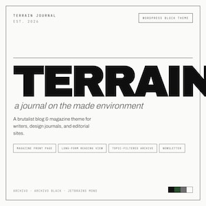 Brutalist Blog WordPress Website | Bold Editorial Magazine Template | Minimal Typography Gutenberg Block Theme