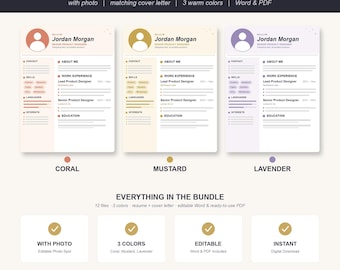 Playful Resume And Cover Letter Template | Modern Creative CV Bundle (Word & PDF)