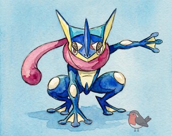 Greninja Portrait - Watercolor (Digital File Download)