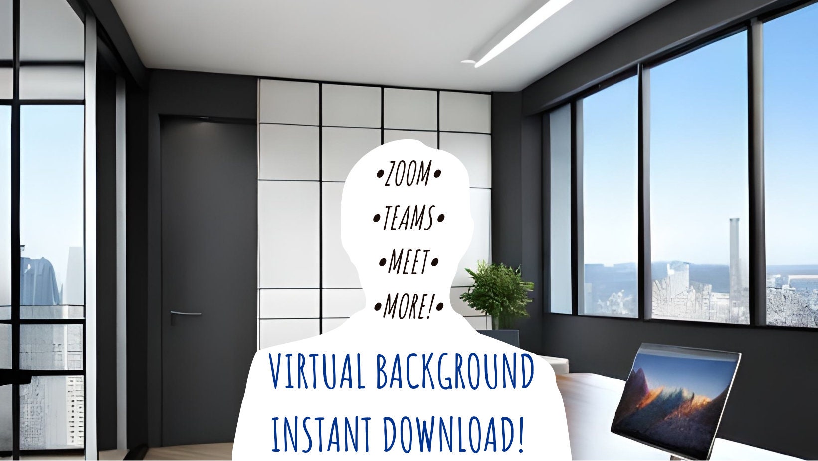 Home Office Zoom Background, Home Office Background, Minimalist Virtual