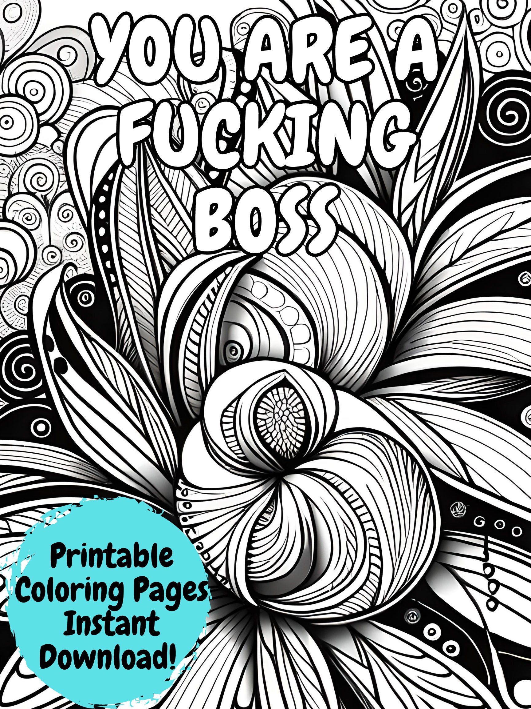 Adult Coloring Book, Printable Coloring Pages, Positive Affirmation