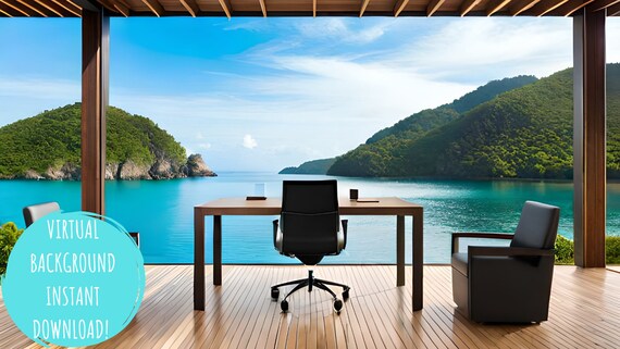 Virtual Beach Background Download Beach Office Background - Etsy