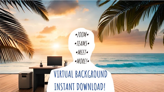 Tropical Office Zoom Background Beach Office Background - Etsy