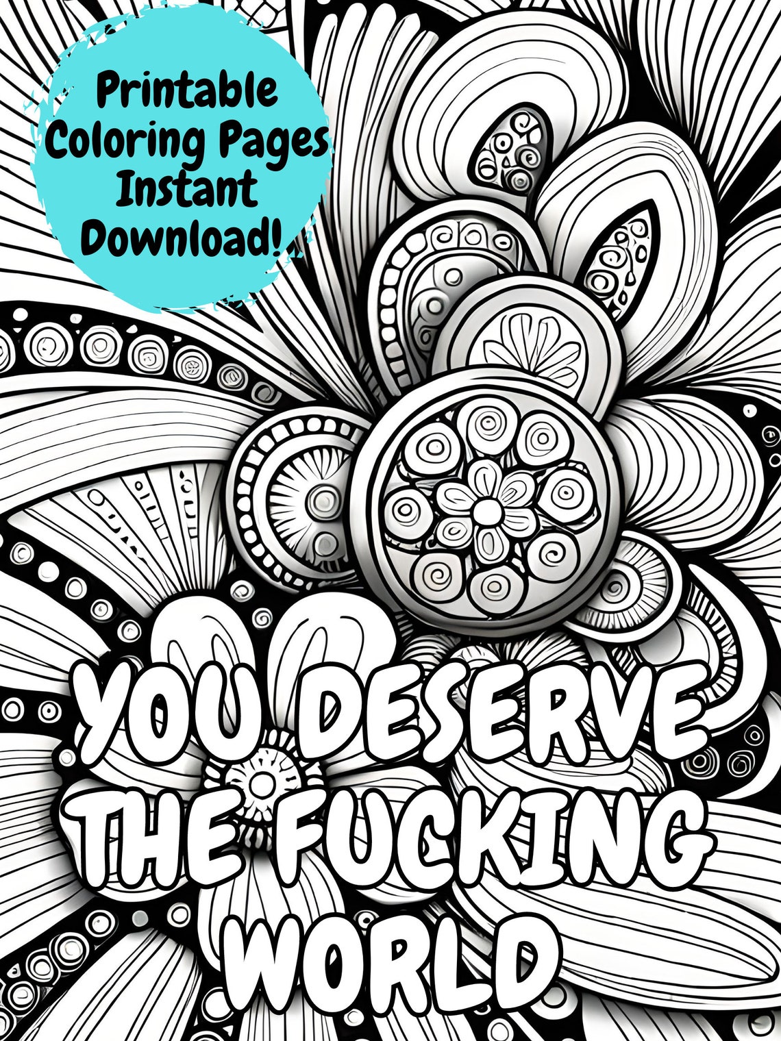 Adult Coloring Book, Printable Coloring Pages, Positive Affirmation ...