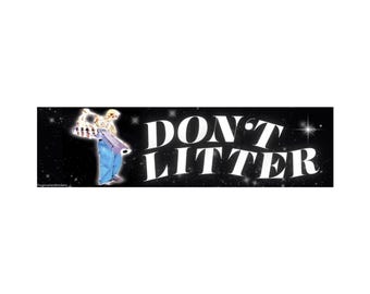 Don’t Litter Skeleton Bumper Sticker or Magnet, Funny Car Decal