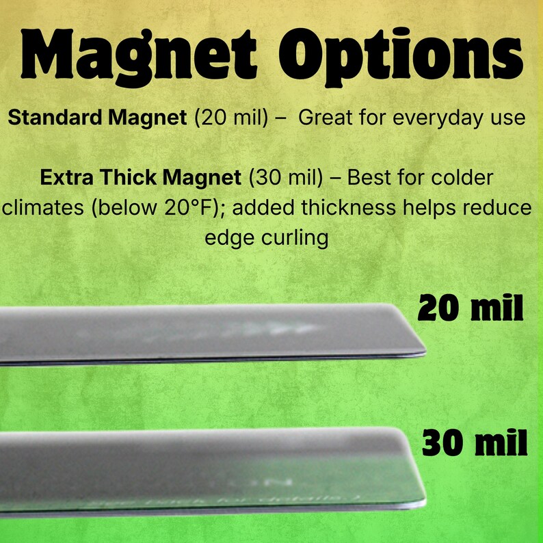 two different types of magnets, with text providing information about their sizes and uses.