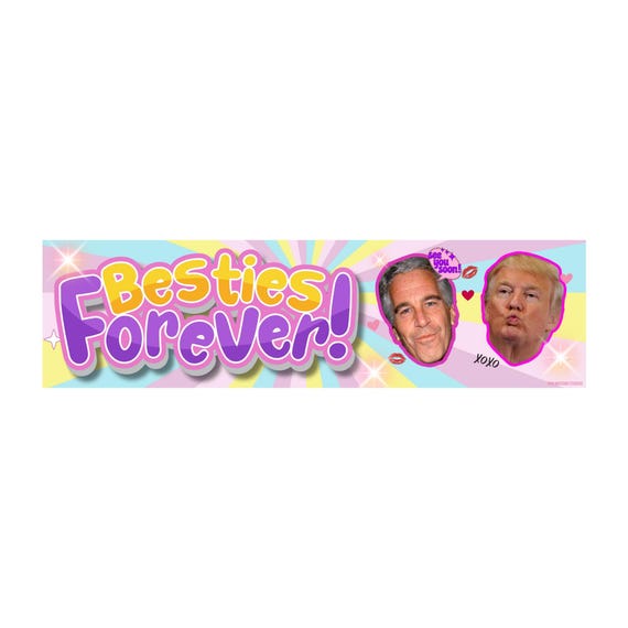 Trump Epstein Besties Forever Sticker or Magnet, Funny Political Meme Decal