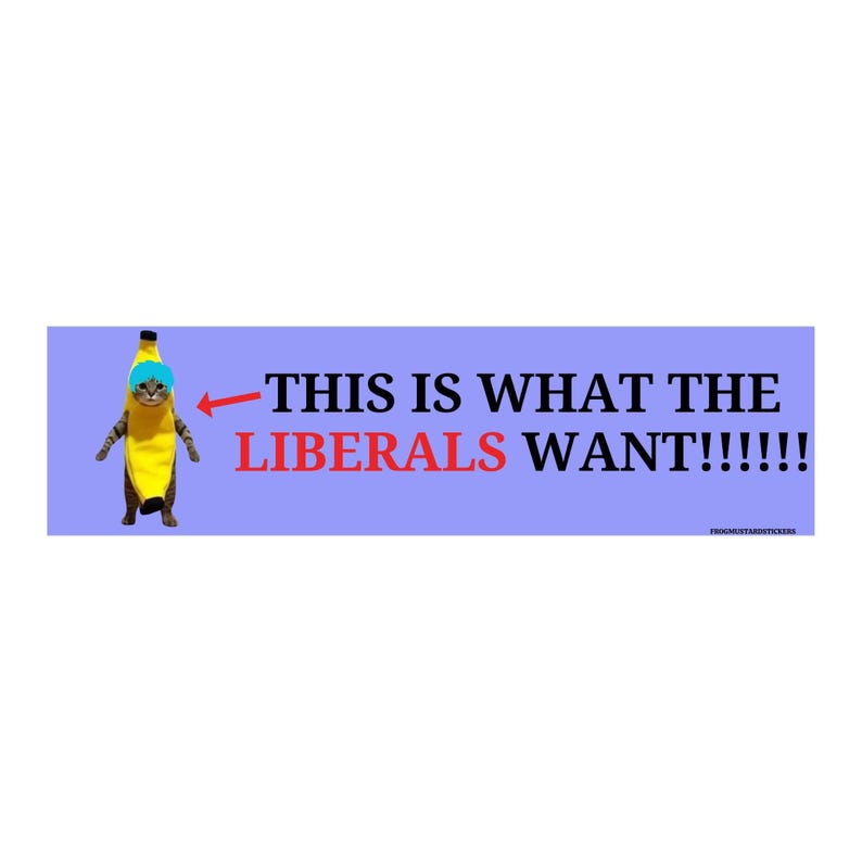 This Is What the Liberals Want Banana Cat Sticker or Magnet, Funny Political Decal image 1
