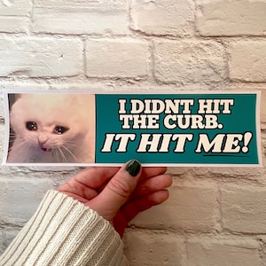 I didn't hit the curb - it hit ME!   | 8.5" x 2.5" | Satire | Gen Z Humor | Bumper Sticker OR Magnet Premium Weather-proof Vinyl