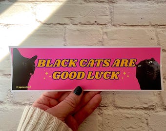 Black Cats Are Good Luck Sticker or Magnet, Funny Cat Decal