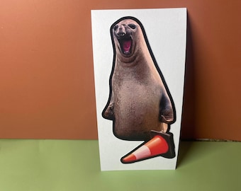 Neil the Seal Die Cut Sticker, Funny Gen Z Meme Decal