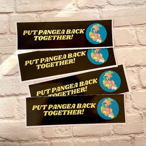 Put Pangea back together! | water bottle Sticker | Gen Z Meme | 8.5&quot; x 2.5&quot; | Bumper Sticker OR Magnet Premium Weather-proof Vinyl