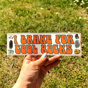 Ich stoppe für coole Rocks Autoaufkleber | Lustiger Sticker | Kristall Aufkleber | 8,5 "x 2,5" Premium Wetterfestes Vinyl