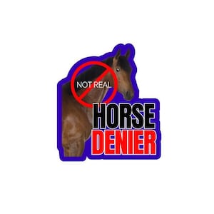 Horse Denier Waterproof Die Cut Vinyl Sticker, Funny Horse Meme Laptop Decal, They Are Not Real Gift for Weird Horse Humor Fans