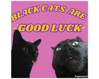 Black Cats Are Good Luck Sticker, Funny Waterproof Vinyl Decal