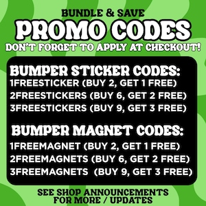 The image is a promotional advertisement for a bundle and save offer, featuring various sticker and magnet codes. The text on the image is clear and easy to read, providing information about the different deals available for purchase.