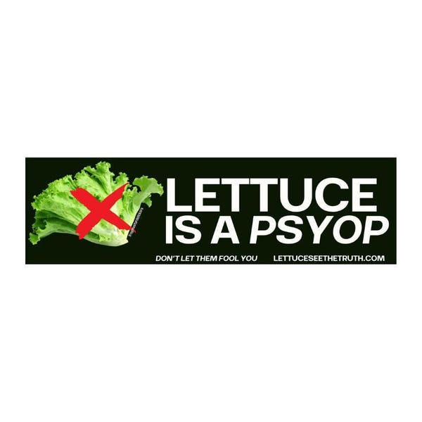 La lechuga es una pegatina o imán de operación psicológica, divertida calcomanía de meme de la Generación Z.