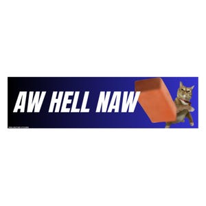 Aw Hell Naw Cat Brick Sticker or Magnet – Funny Car Decal