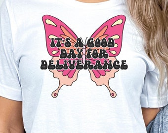 Deliverance Shirt for Christian Come Out in Jesus Name T-Shirt Retro Christian Tee Shirt Christian Gift Women Christian Butterfly Shirt Pink