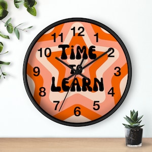 Clock for Classroom Decor Teacher Clock Retro Clock Groovy Classroom Clock Retro Pink and Orange Classroom Decor 70&#39;s Classroom Clock Gift