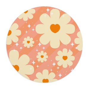 Retro Mousepad Groovy Laptop Mousepad Retro Blumen Klassenzimmer Mauspad Matte Retro Klassenzimmer Dekor Lehrer Maus Schreibtischmatte 70er Jahre Gaming Matte Geschenk
