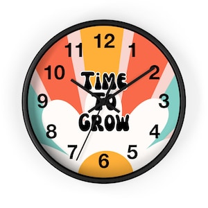 Clock for Classroom Decor Clock Retro Flower Clock Groovy Classroom Clock Retro Rainbow Daisy Classroom Decor 70&#39;s Classroom Clock Floral