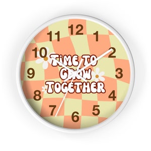 Clock for Classroom Decor Clock Retro Flower Clock Groovy Classroom Clock Retro Pink and Neutral Classroom Decor 70&#39;s Classroom Clock Gift